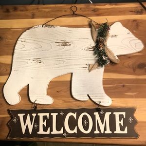 Christmas bear welcome sign